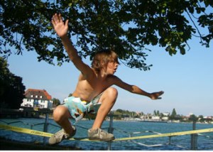 Your kids will have fun for hours on a slackline.